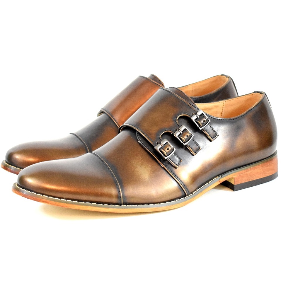 UV Signature Triple Monk Strap Cap Toe Dress Shoes